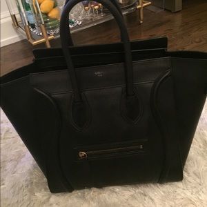 Celine leather black luggage tote